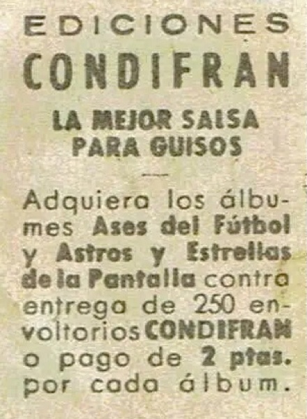 Colección Ases del Futbol 1950-51 2ª de Condifran en ACABARAMOS.COM