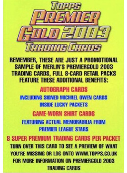 Colección Premier Gold 2002-2003 de TOPPS en ACABARAMOS.COM