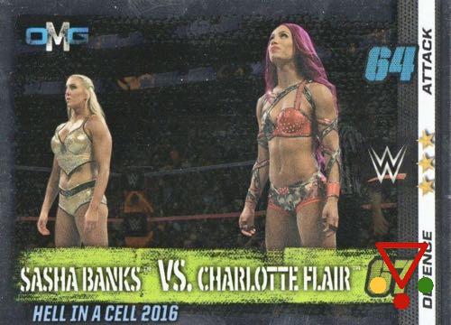 61 Sasha Banks vs Charlotte Flair (Hell in a Cell 2016) de la colección Slam Attax 10th Edition en ACABARAMOS.COM