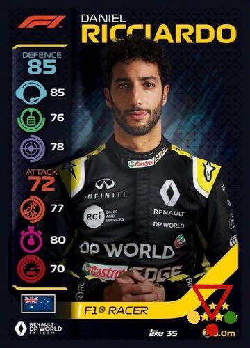 37 Daniel Riccardo de la colección Formula 1 Turbo Attax 2020 en ACABARAMOS.COM