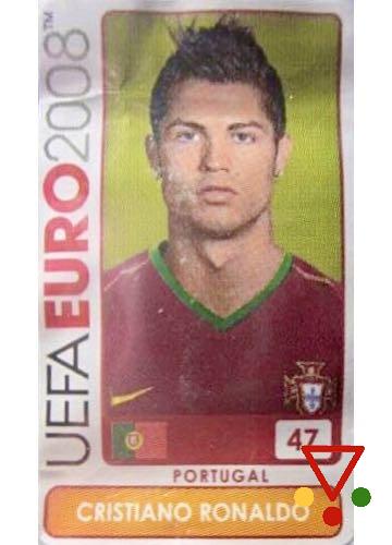 47 Cristiano Ronaldo de la colección UEFA Euro 2008 Austria-Switzerland. Mini Sticker en ACABARAMOS.COM