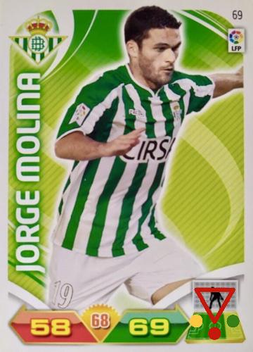 69 Jorge Molina de la colección Adrenalyn XL Liga BBVA 2011-12 en ACABARAMOS.COM