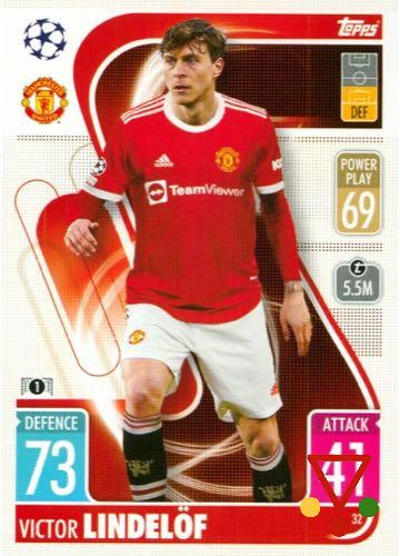 32 Victor Lindelöf de la colección UEFA Champions League & Europa League 2021-22. Match Attax en ACABARAMOS.COM