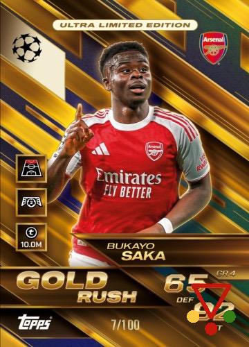 GR4 Bukayo Saka de la colección UEFA Champions League & Europa League 2025-26. Match Attax Extra en ACABARAMOS.COM