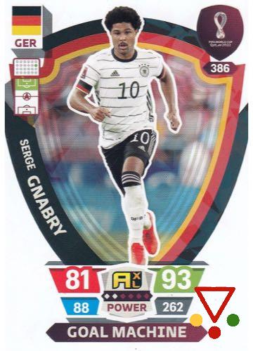 386 Serge Gnabry de la colección FIFA World Cup Qatar 2022. Adrenalyn XL en ACABARAMOS.COM