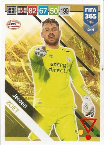 214 Jeroen Zoet de la colección FIFA 365 2019 Adrenalyn XL en ACABARAMOS.COM