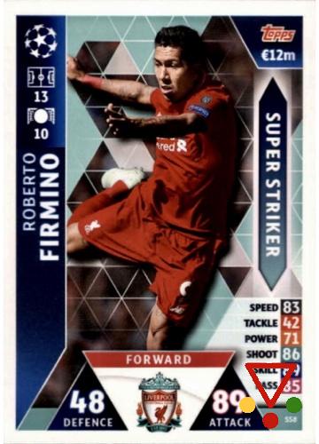 SS8 Roberto Firmino  de la colección UEFA Champions League 2018-19. Match Attax en ACABARAMOS.COM
