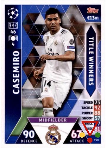 TW7 Casemiro  de la colección UEFA Champions League 2018-19. Match Attax en ACABARAMOS.COM
