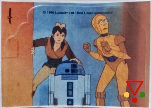 17 R2D2 y C3P0 con chica en puerta de la colección Star Wars. Ewoks y Droids en ACABARAMOS.COM