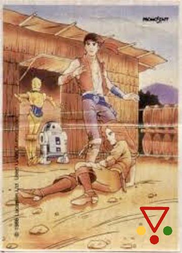 19 R2D2 y C3P0 con chica en el suelo de la colección Star Wars. Ewoks y Droids en ACABARAMOS.COM