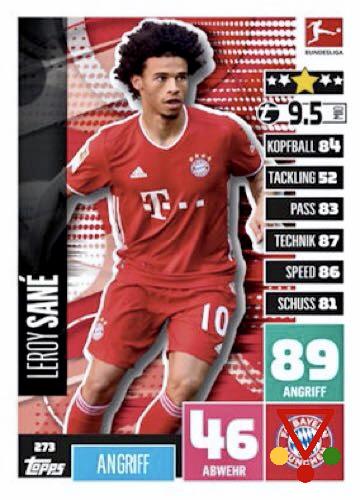 298 Leroy Sané de la colección Bundesliga Offizielle Sticker Kollektion 20-21 en ACABARAMOS.COM