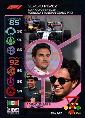 143 Sergio Perez de la colección Formula 1 Turbo Attax 2020 en ACABARAMOS.COM