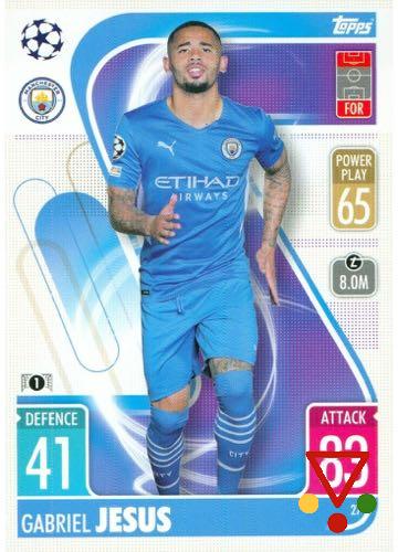 27 Gabriel Jesus de la colección UEFA Champions League & Europa League 2021-22. Match Attax en ACABARAMOS.COM
