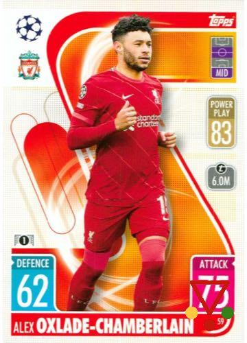 59 Alex Oxlade-Chamberlain de la colección UEFA Champions League & Europa League 2021-22. Match Attax en ACABARAMOS.COM