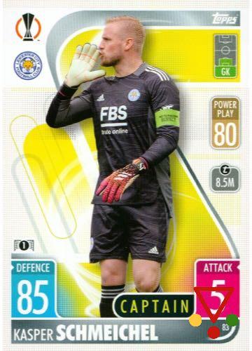 83 Kasper Schmeichel de la colección UEFA Champions League & Europa League 2021-22. Match Attax en ACABARAMOS.COM
