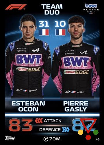 45 Esteban Ocon/Pierre Gasly de la colección Formula 1 Turbo Attax 2023 en ACABARAMOS.COM