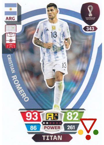 343 Cristian Romero de la colección FIFA World Cup Qatar 2022. Adrenalyn XL en ACABARAMOS.COM