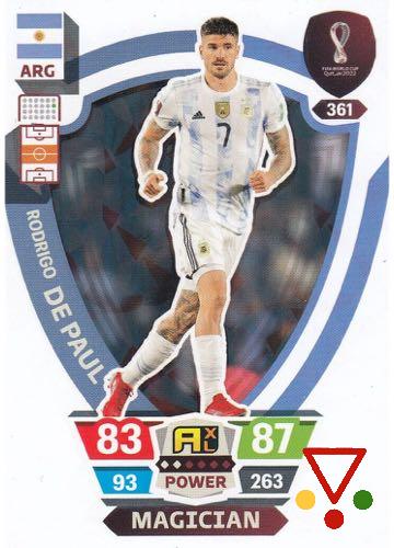 361 Rodrigo De Paul de la colección FIFA World Cup Qatar 2022. Adrenalyn XL en ACABARAMOS.COM