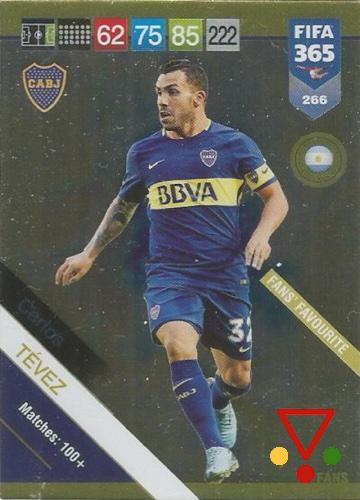 266 Carlos Tévez (Fans Favourite) de la colección FIFA 365 2019 Adrenalyn XL en ACABARAMOS.COM