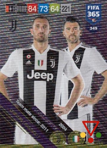 349 Giorgio Chiellini / Andrea Barzagli de la colección FIFA 365 2019 Adrenalyn XL en ACABARAMOS.COM