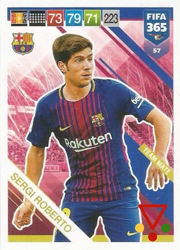 57 Sergi Roberto de la colección FIFA 365 2019 Adrenalyn XL en ACABARAMOS.COM