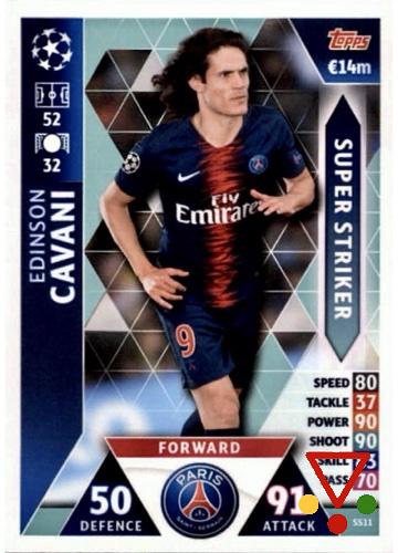 SS11 Edinson Cavani  de la colección UEFA Champions League 2018-19. Match Attax en ACABARAMOS.COM