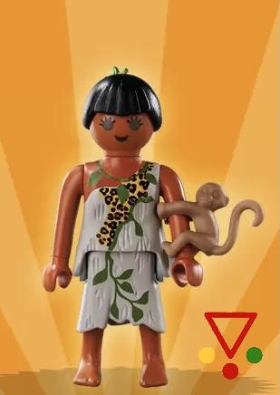 5 Chica de la edad de piedra con mono de la colección Playmobil Figures 5158 Serie 2. Sobre naranja en ACABARAMOS.COM
